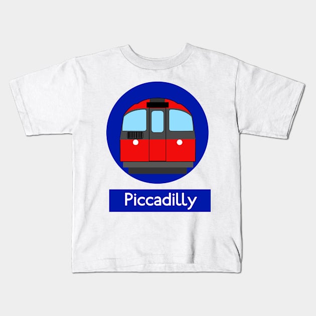 London Underground Subway Piccadilly Kids T-Shirt by 2createstuff